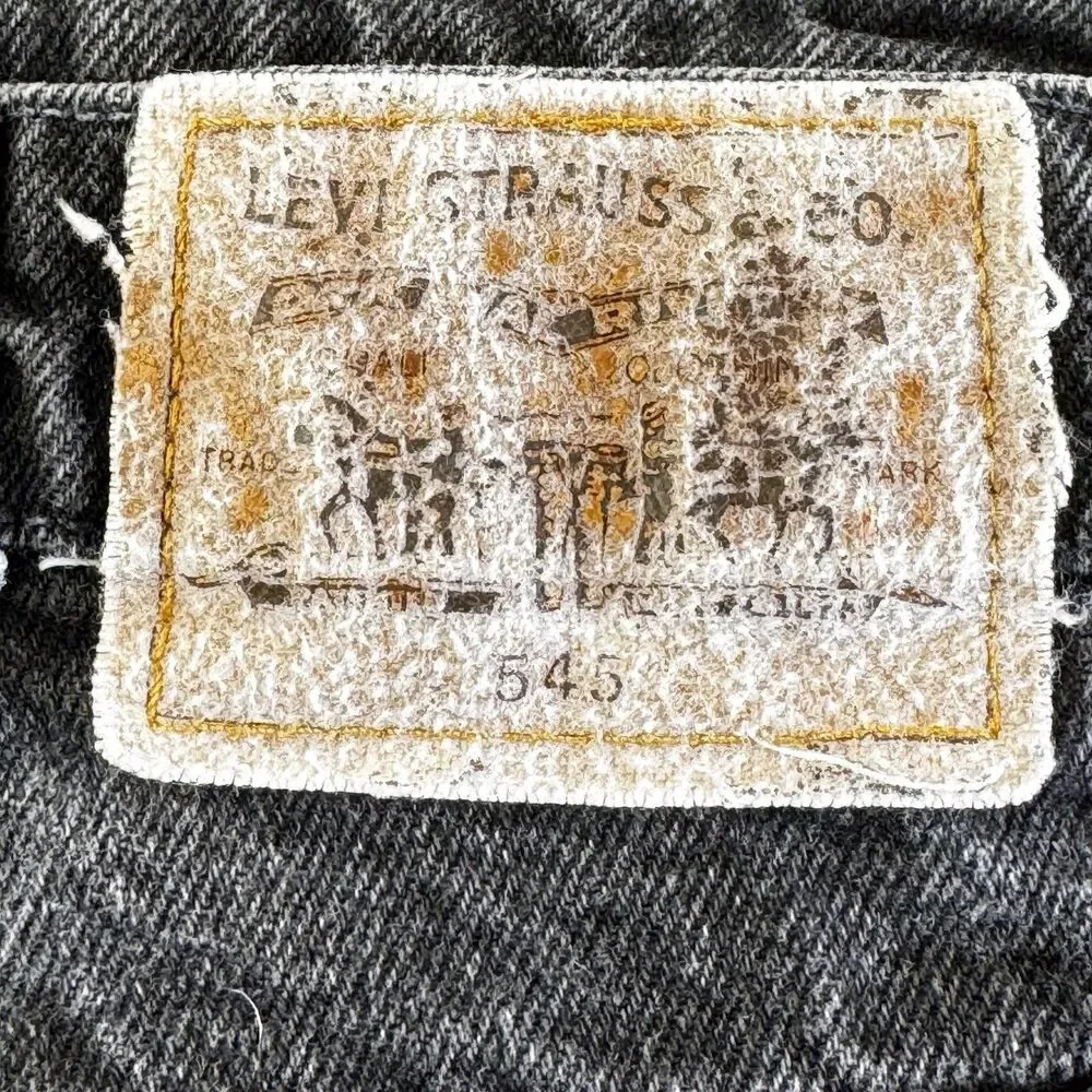 VTG 90s Y2K Levis 545 Baggy Jeans Mens 38 x 34 Black Loose Fit Orange Tab